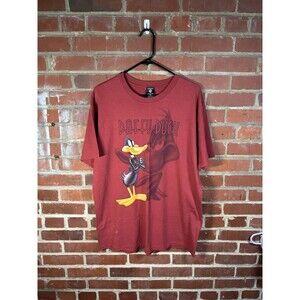 Vintage 90s Warner Bros Studios Store Daffy Duck Shirt Red USA Made Adult XL